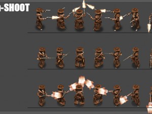 2d cowboy with 3 pack 3D Model