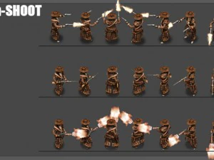 2d cowboy with 3 pack 3D Model