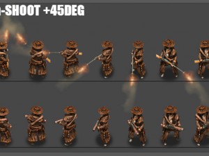 2d cowboy with 3 pack 3D Model