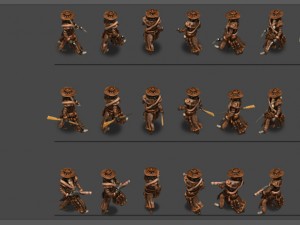 2d cowboy with 3 pack 3D Model