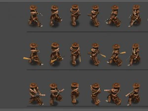 2d cowboy with 3 pack 3D Model