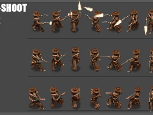 2d cowboy with 3 pack 3D Model