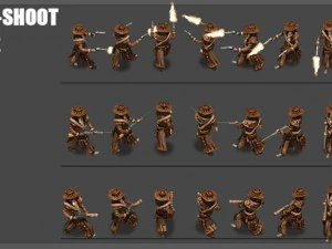 2d cowboy with 3 pack 3D Model