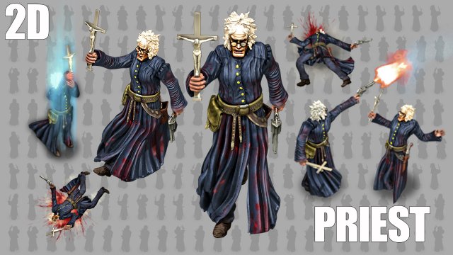 2d priest animated character 3Dモデル .c4d .max .obj .3ds .fbx .stl .blend 