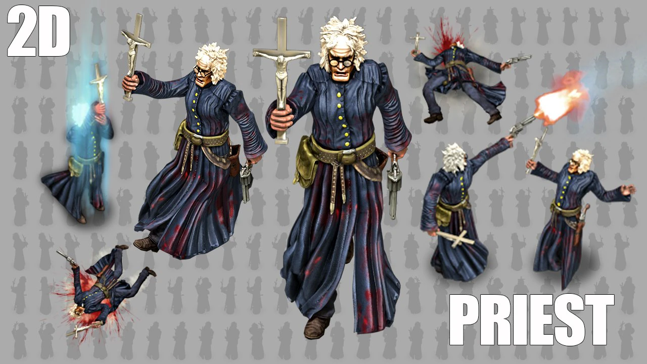 Personagem animado de padre 2d Modelo 3D .c4d .max .obj .3ds .fbx .stl .blend 