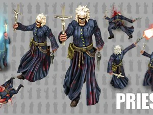 Personaje animado sacerdote 2d. Modelo 3D