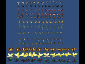 2d animated insects 3D Model