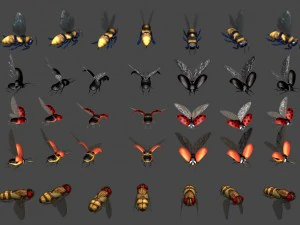 2d animated insects 3D Model