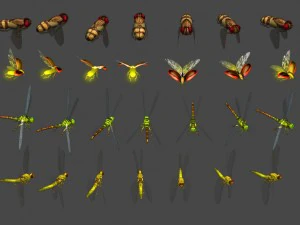 2d animated insects 3D Model
