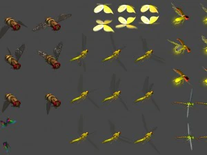 2d animated insects 3D Model