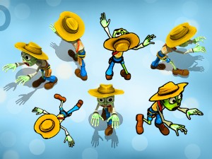 2d toon zombie cowboy 3D Model