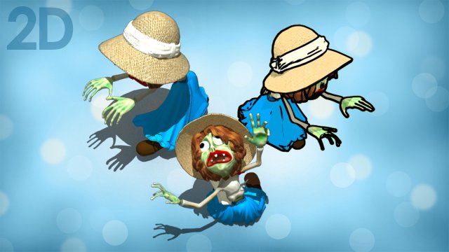 2d toon zombe woman Modello 3D .c4d .max .obj .3ds .fbx .stl .blend 