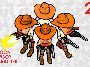 2d toon two cowboy 3D Model