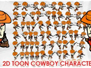 2d toon two cowboy 3D Model