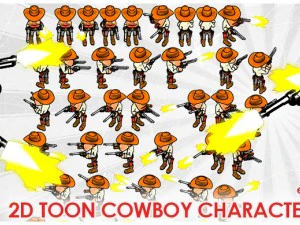 2d toon two cowboy 3D Model