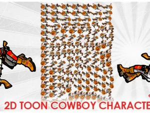 2d toon two cowboy 3D Model