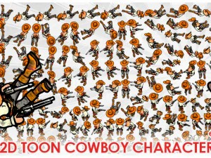 2d toon two cowboy 3D Model