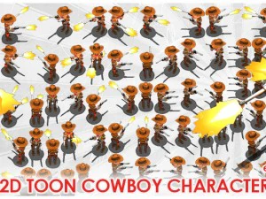 2d toon two cowboy 3D Model