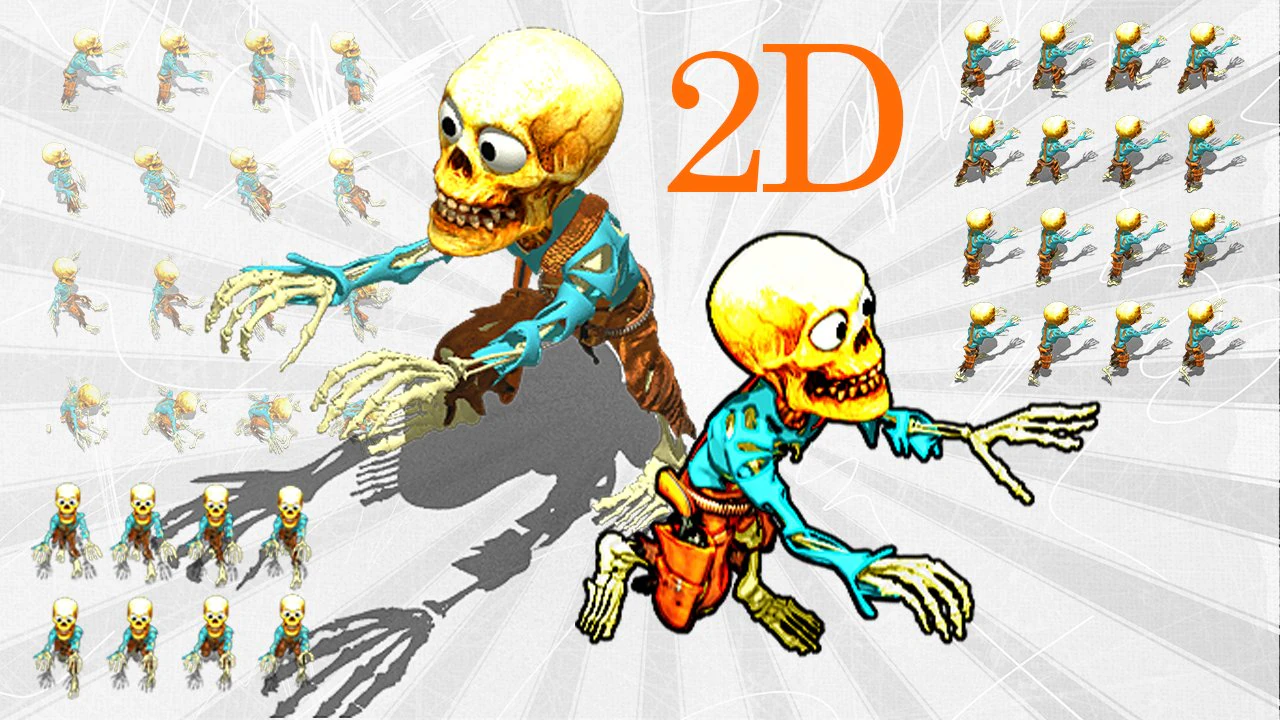 2d toon skeleton 3D Model .c4d .max .obj .3ds .fbx .stl .blend