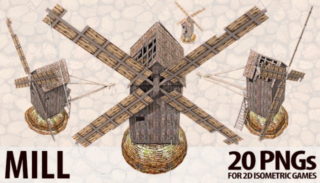 mill Modello 3D .c4d .max .obj .3ds .fbx .stl .blend