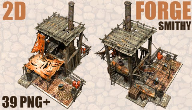 2d isometric forge 3D Model .c4d .max .obj .3ds .fbx .stl .blend