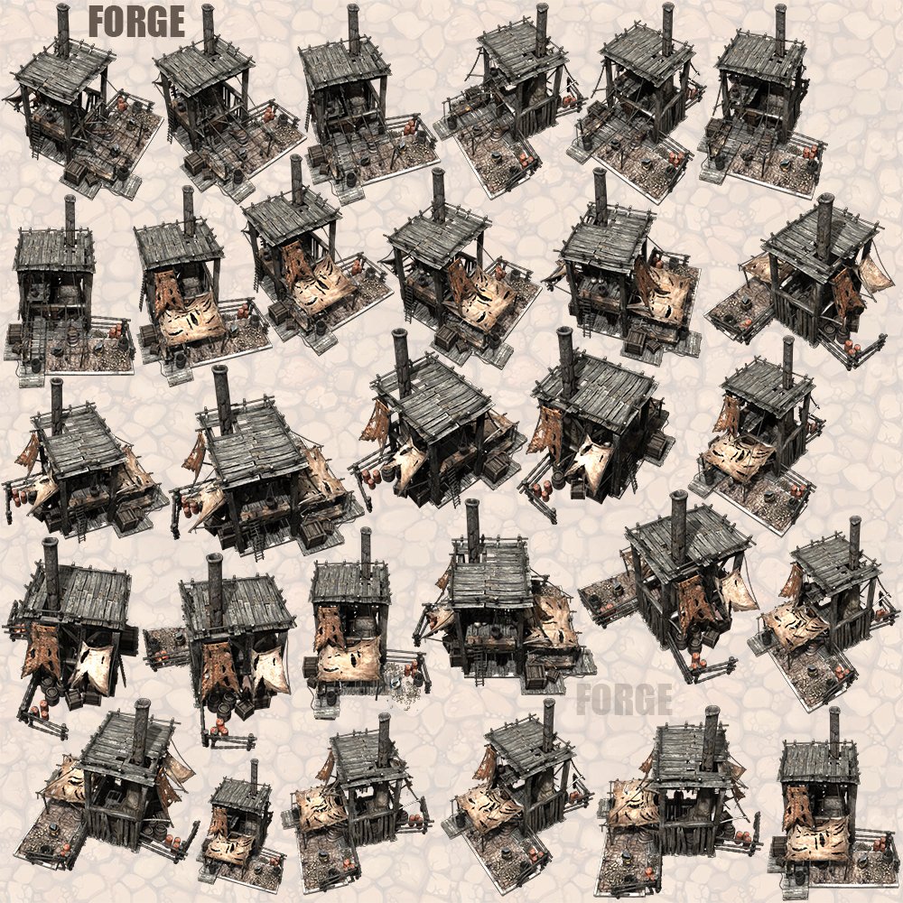 Ferritecore. Gamedev gui Medieval Pack. Forge 3d. Tileset 64x64 PNG.