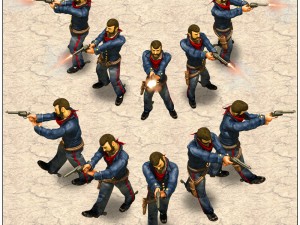2d blue uniform cowboy with a revolver 3D Model