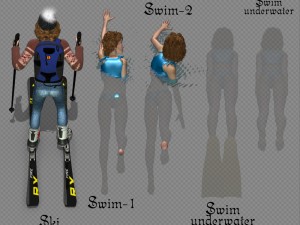 girl run ski swim and fly 3D 模型