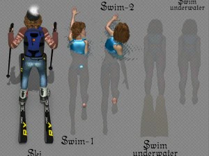 girl run ski swim and fly 3D Model