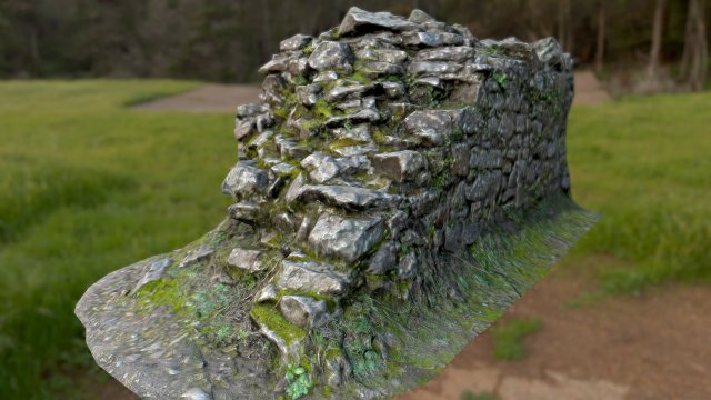 old mossy stone half wall 3D Модель .c4d .max .obj .3ds .fbx .stl .blend 