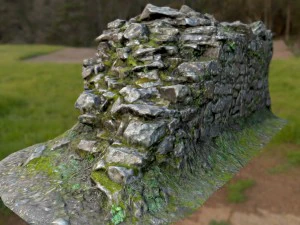 Половина стены из старого замшелого камня 3D Модель