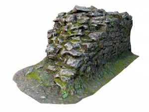 old mossy stone half wall 3D Модель