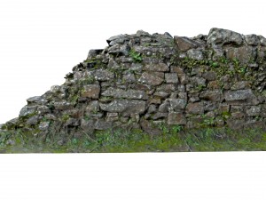 old mossy stone half wall 3D Модель