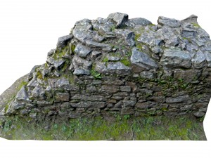 old mossy stone half wall 3D Модель