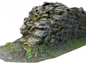 old mossy stone half wall 3D Модель