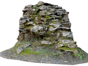 old mossy stone half wall 3D Модель