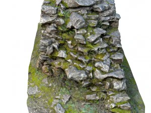 old mossy stone half wall 3D Model