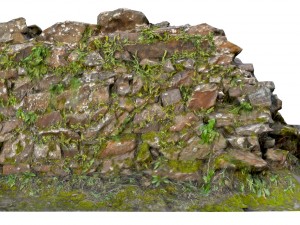 old mossy stone half wall 3D Модель