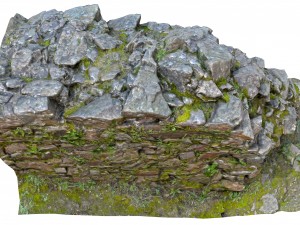 old mossy stone half wall 3D Модель