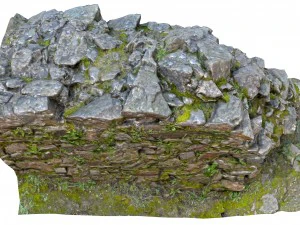 old mossy stone half wall 3D Model