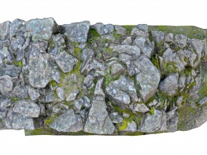 old mossy stone half wall 3D Модель