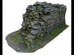 old mossy stone half wall 3D Модель