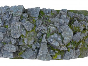old mossy stone half wall 3D Модель