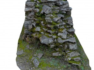 old mossy stone half wall 3D Модель