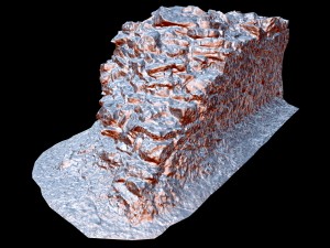 old mossy stone half wall 3D Модель
