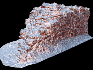 old mossy stone half wall 3D Модель