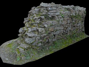 old mossy stone half wall 3D Модель