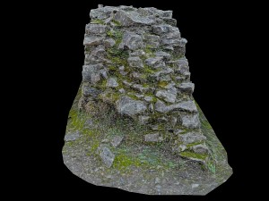 old mossy stone half wall 3D Модель