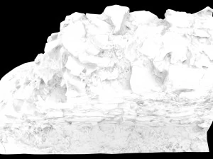 old mossy stone half wall 3D Model