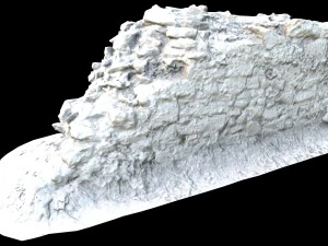 old mossy stone half wall 3D Model